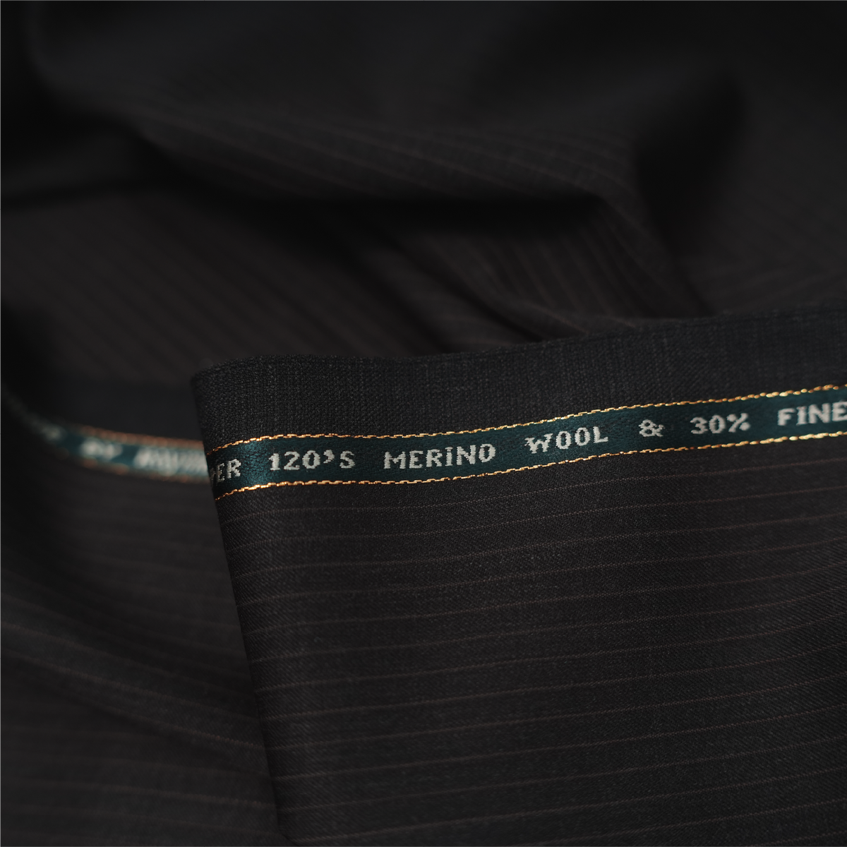 Raymond Luxolite Merino Wool 120 Unstitched Suiting Fabric (Dark Brown with Pinstripes)