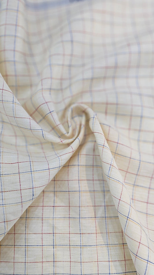 Raymond Fresco Lino Pure Linen Unstitched Shirting Fabric (Yellow Checkered)