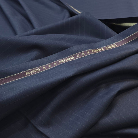 Raymond Preziosa Unstitched Pinstripe Suit Fabric (Navy Blue)