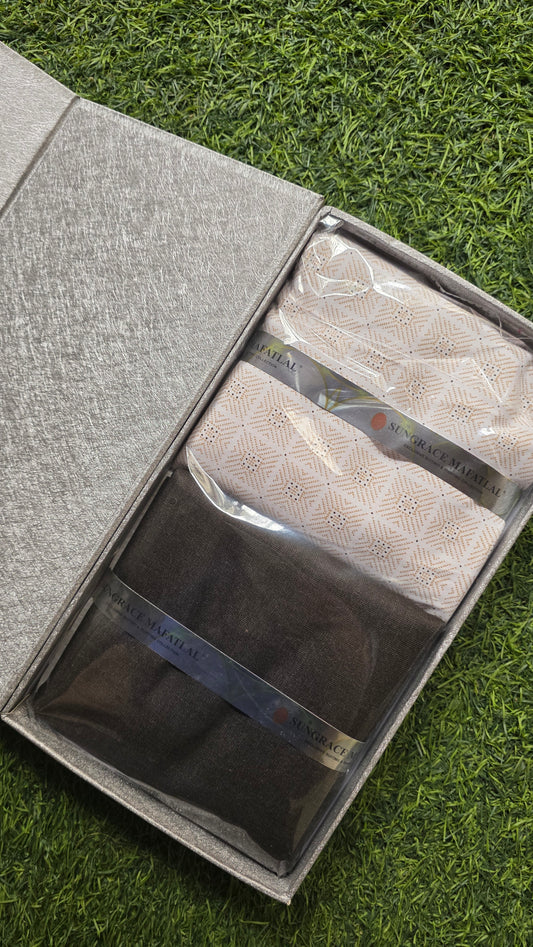 Sungrace Mafatlal Premium Gift Pack of Unstitched Shirt & Trouser Fabrics