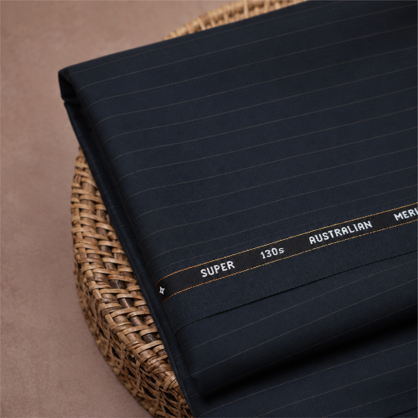 Raymond Venizo Merino Wool 130 Unstitched Suiting Fabric (Dark Navy with Pinstripes)