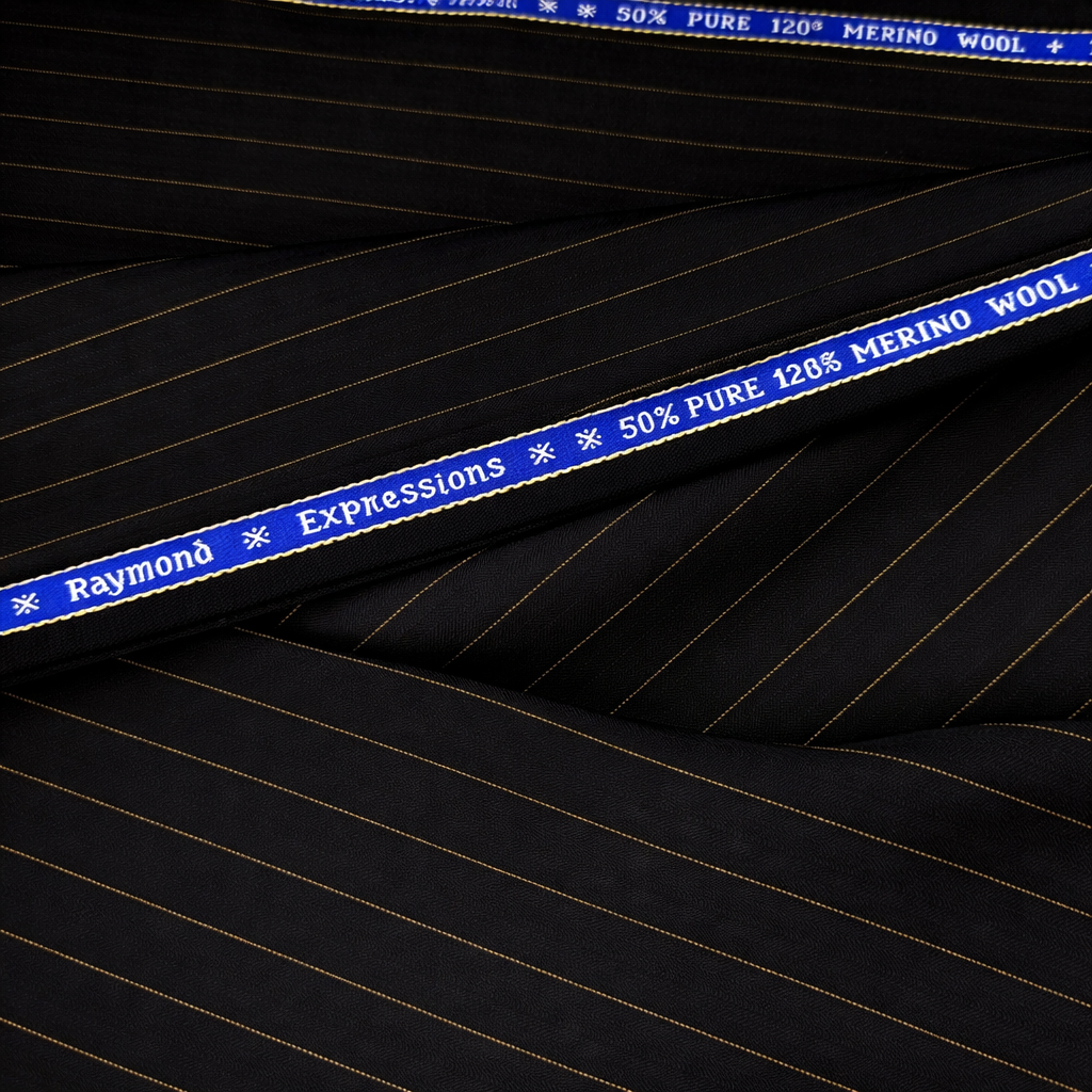 Raymond Expressions Unstitched 120s Merino Wool & Cashmere Suiting Fabric (Black)