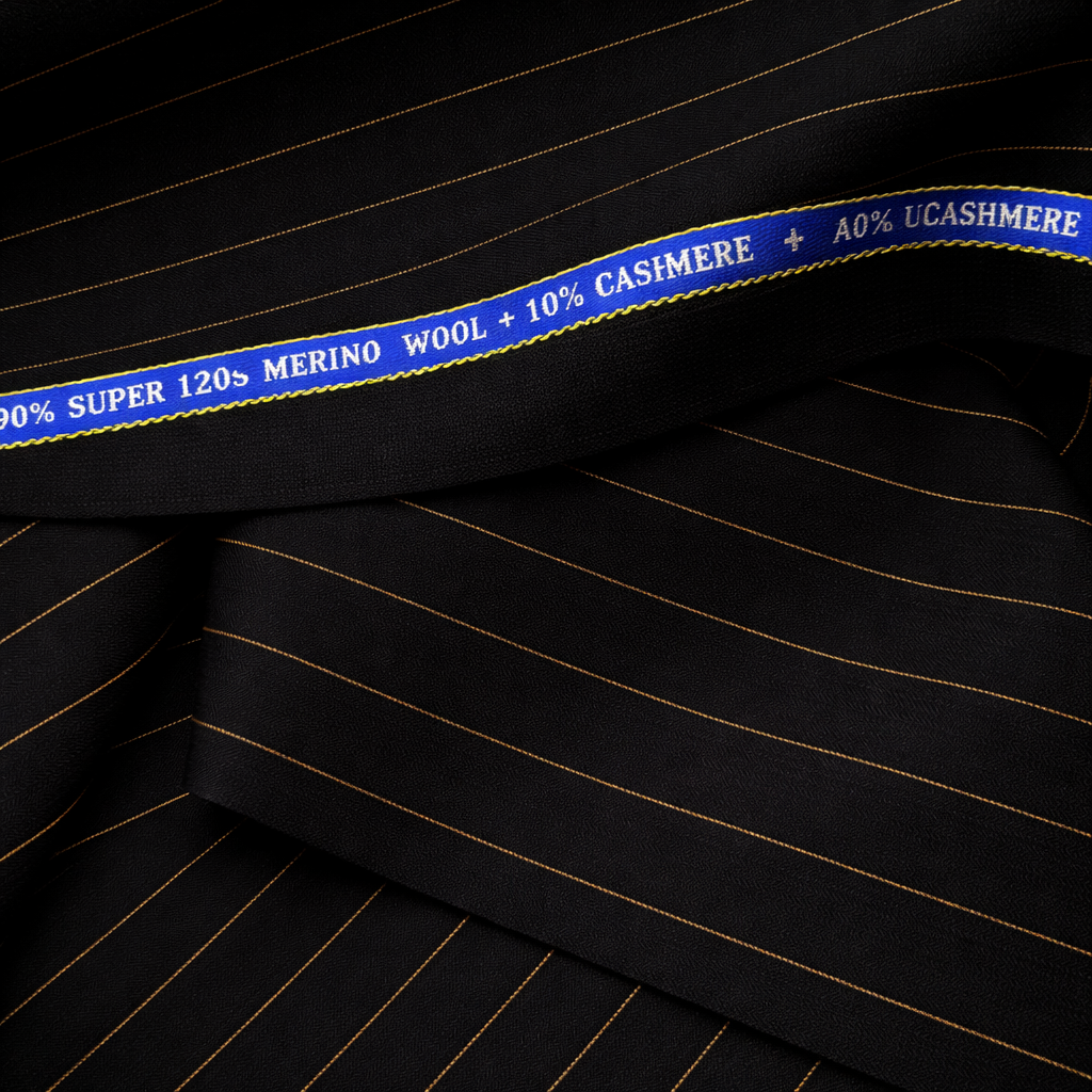 Raymond Expressions Unstitched 120s Merino Wool & Cashmere Suiting Fabric (Black)