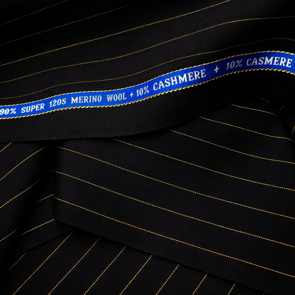 Raymond Expressions Unstitched 120s Merino Wool & Cashmere Suiting Fabric (Black)