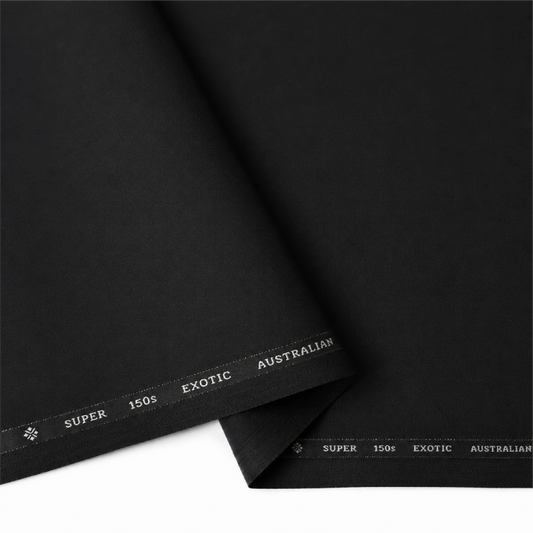 OCM Aristo Merino Wool 150 black fabric with smooth fine texture