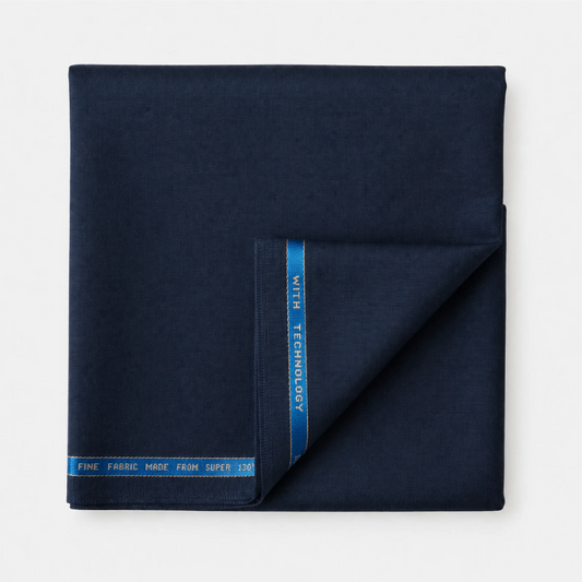 Folded Raymond Lexican Merino Wool 130 dark navy blue suiting fabric