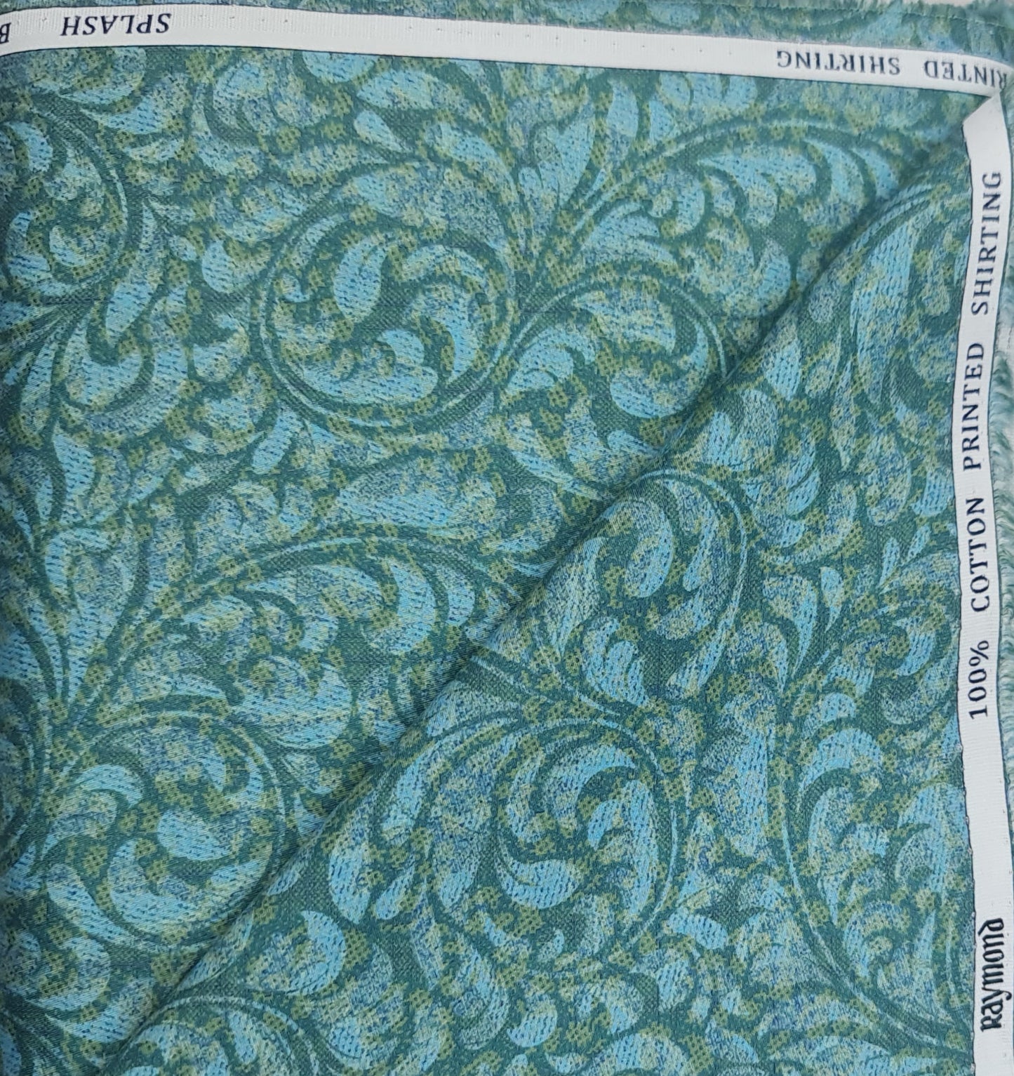 Raymond Splash Cotton Unstitched Shirting Fabric (Sea Green)