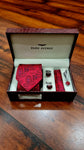 Park Avenue Red Paisley Printed Tie Pocket Square Cufflinks and Tiepin Set