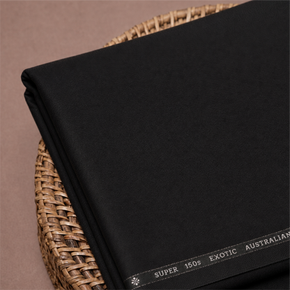OCM Aristo Merino Wool 150 Unstitched Suiting Fabric (Black)