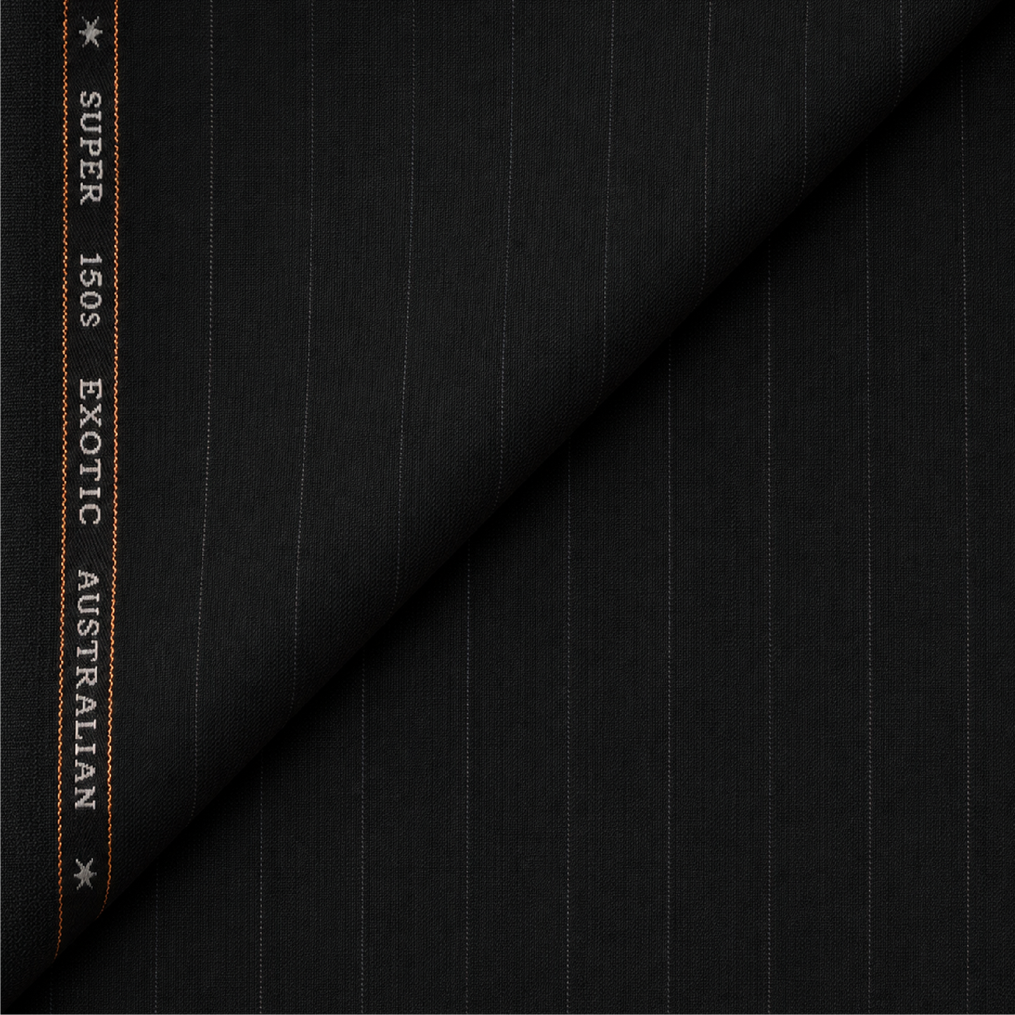 OCM Aristo Merino Wool 150 Unstitched Suiting Fabric (Black with Pinstripes)