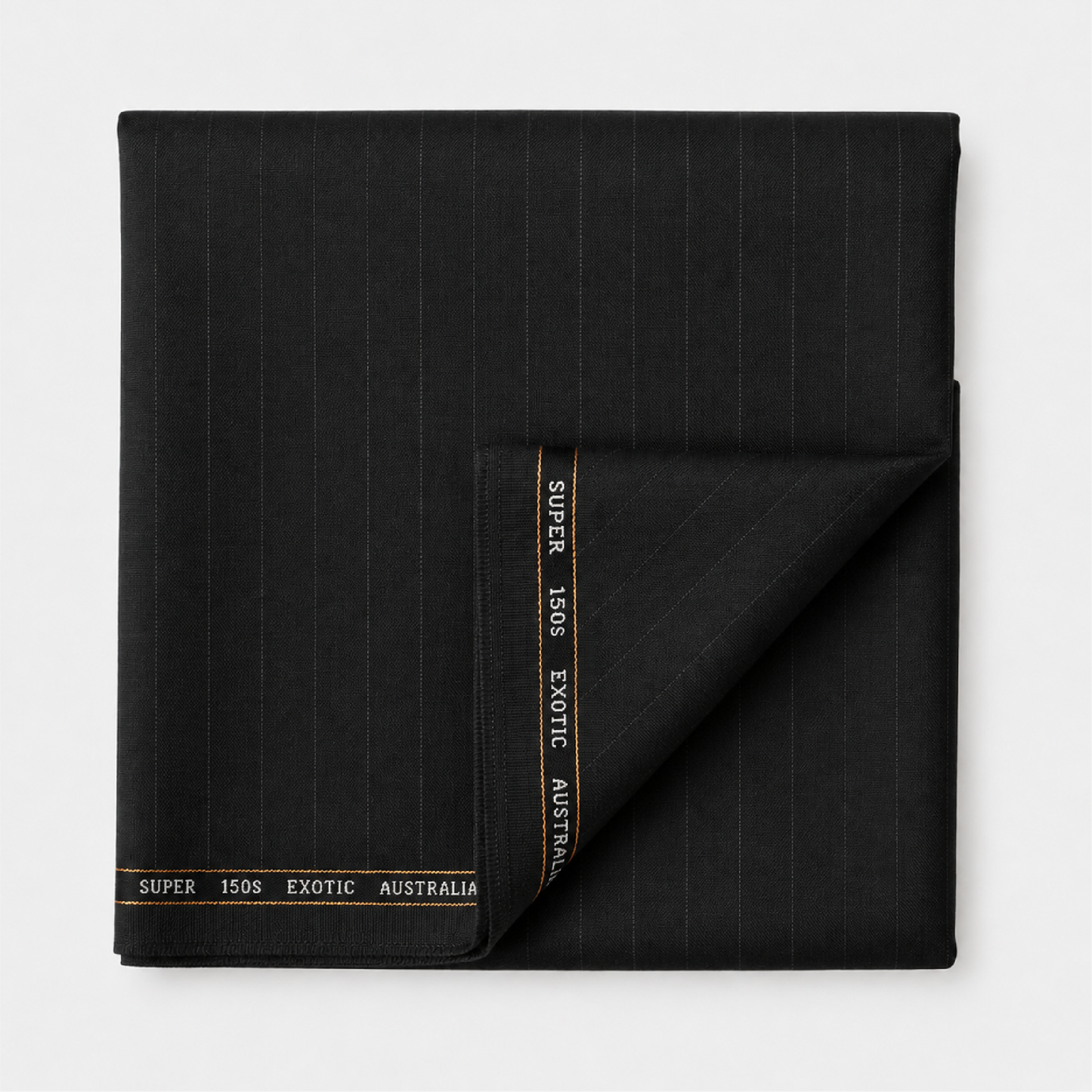 OCM Aristo Merino Wool 150 Unstitched Suiting Fabric (Black with Pinstripes)