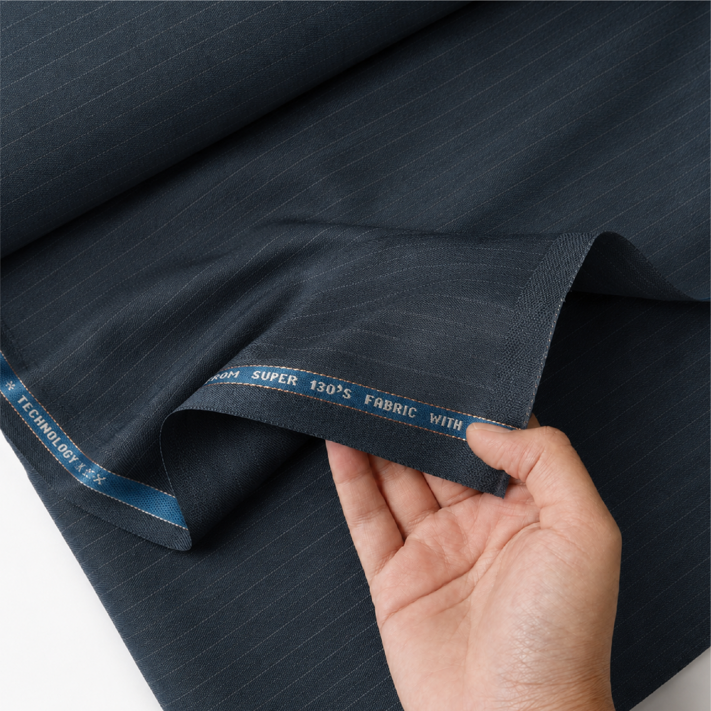 Raymond Lexican Merino Wool 130 Unstitched Suiting Fabric (Teal Blue with Pinstripes)