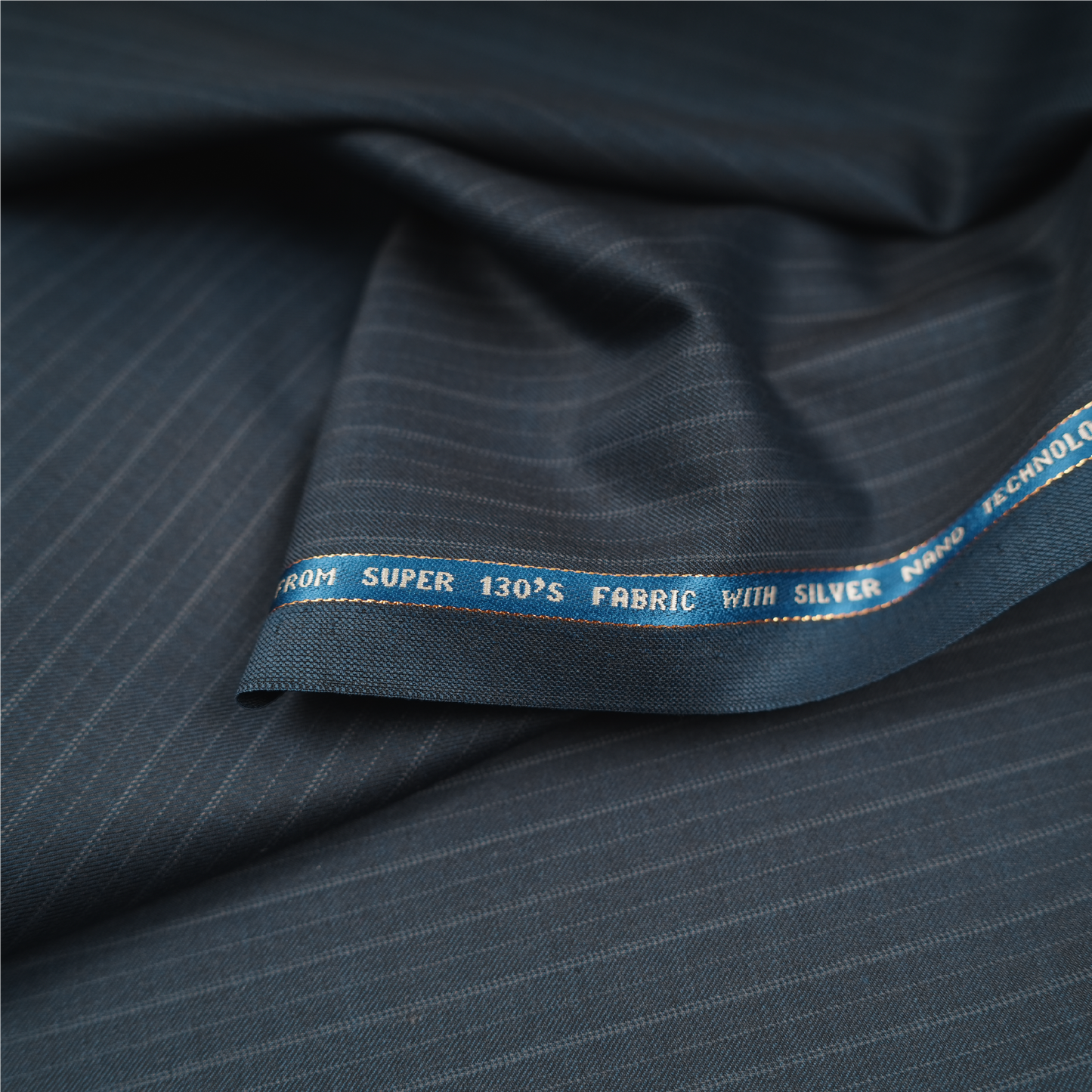 Raymond Lexican Merino Wool 130 Unstitched Suiting Fabric (Teal Blue with Pinstripes)