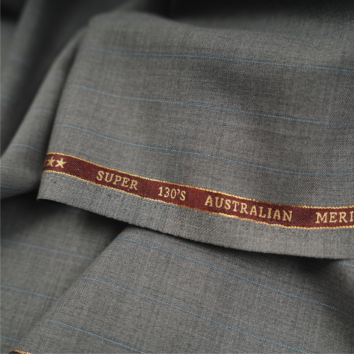 OCM Euphoria Merino Wool 130 Unstitched Suiting Fabric (Light Grey with Pinstripes)