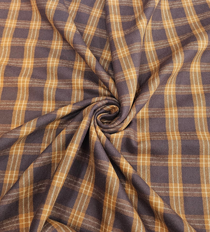 Raymond Warm Check Cotton Unstitched Shirting Fabric (Brown)