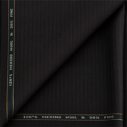 Raymond Luxolite Merino Wool 120 Unstitched Suiting Fabric (Dark Brown with Pinstripes)