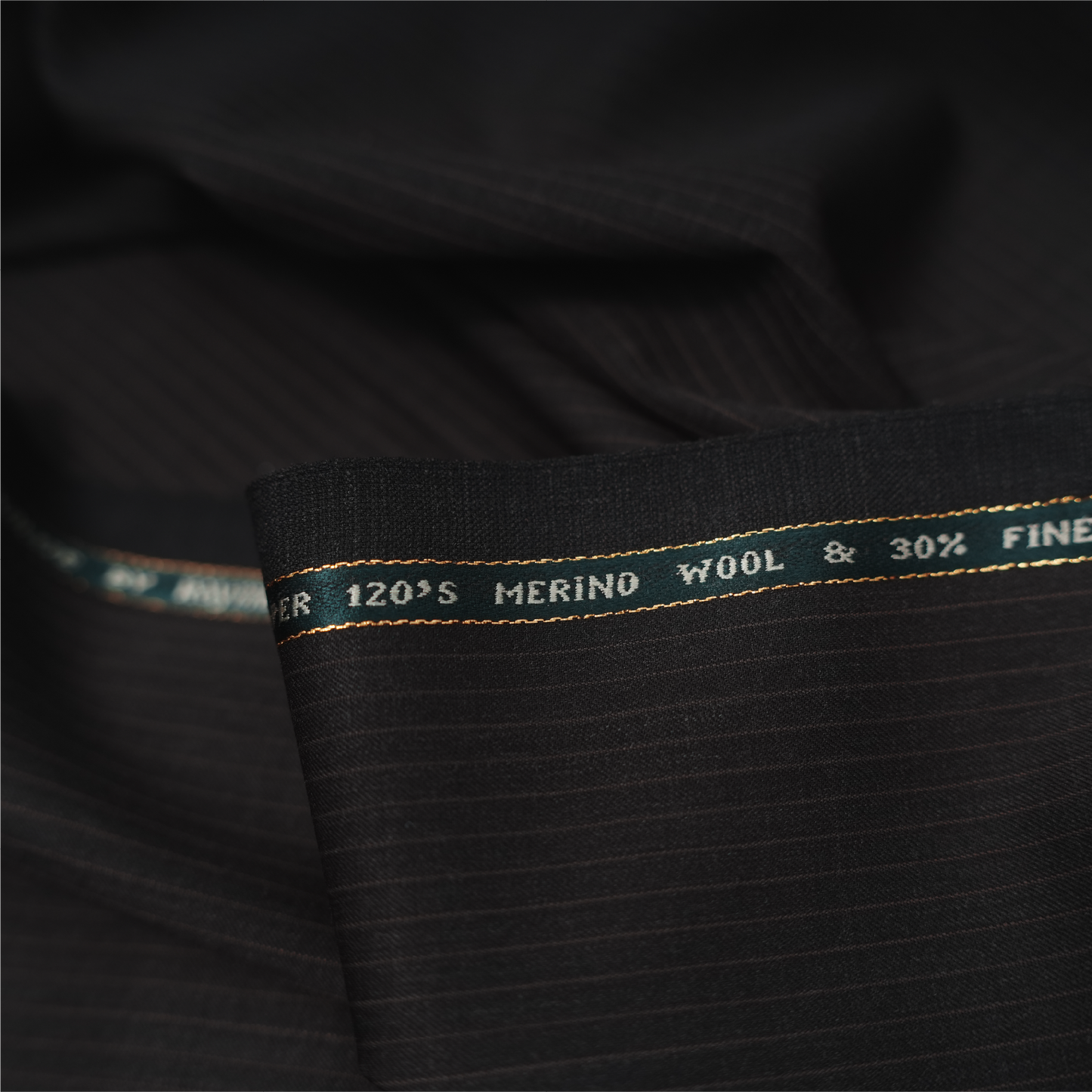 Raymond Luxolite Merino Wool 120 Unstitched Suiting Fabric (Dark Brown with Pinstripes)