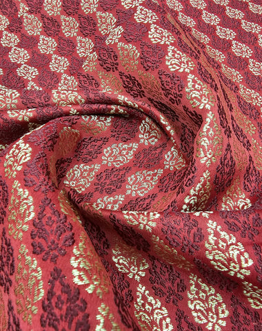 Raymond Celebraze Premium Jacquard Sherwani Fabric (Red Golden)