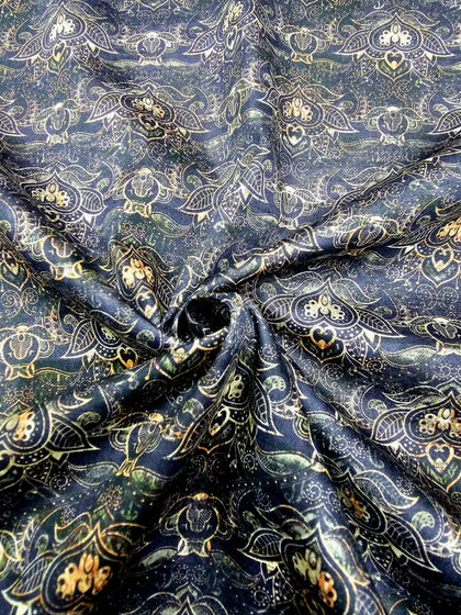 Raymond Ink Cotton Printed Unstitched Shirting Fabric (Dark Blue)
