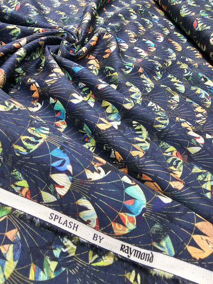 Raymond Splash Cotton Printed Unstitched Shirting Fabric (Navy Blue)