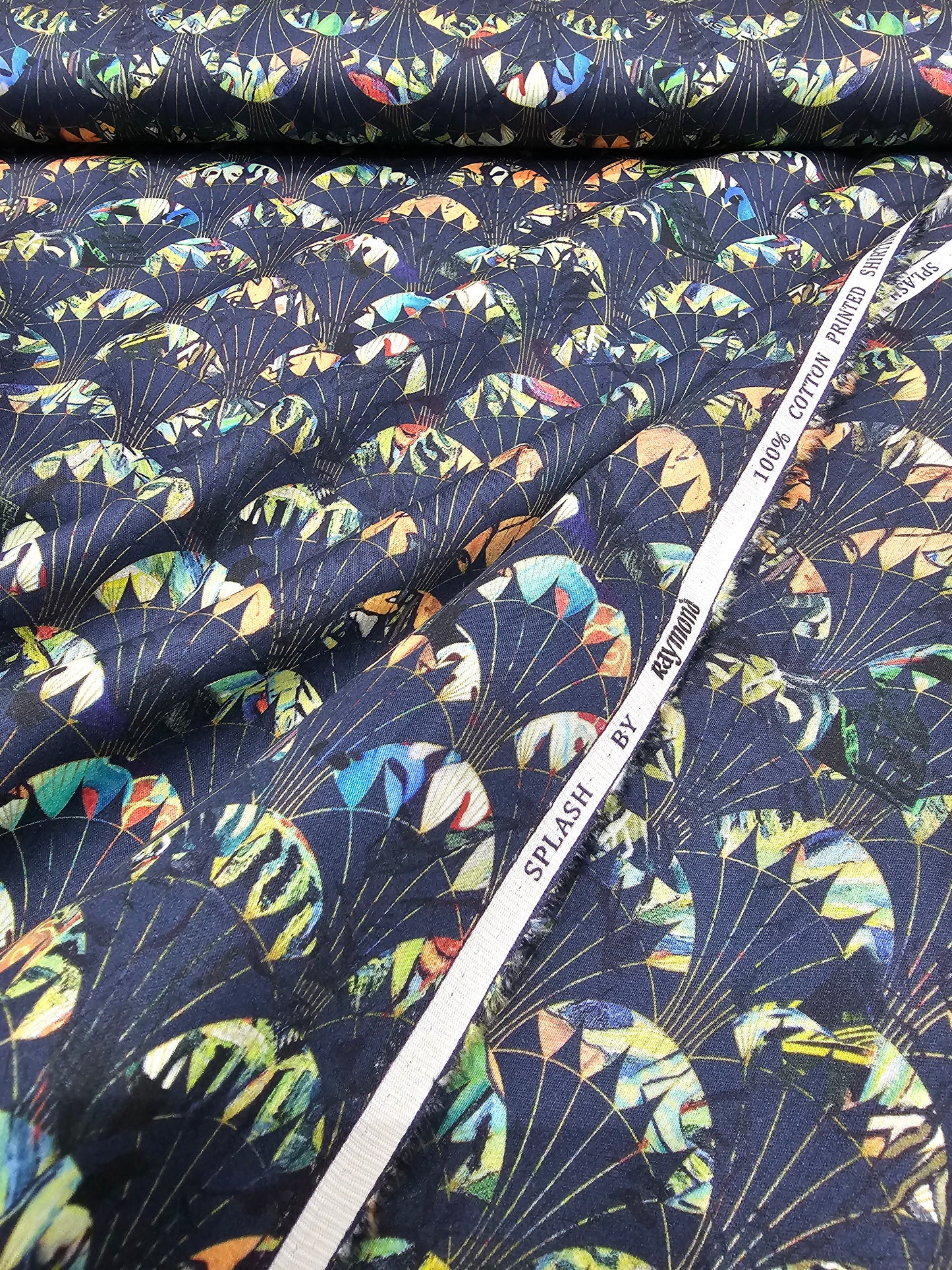 Raymond Splash Cotton Printed Unstitched Shirting Fabric (Navy Blue)
