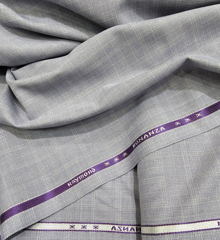 Raymond Bonanza Checkered Unstitched Suiting Fabric (Light Grey)