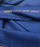 Raymond Techno Stretch Super 100's Merino Wool Unstitched Micro-Check Suiting Fabric (Royal Blue)