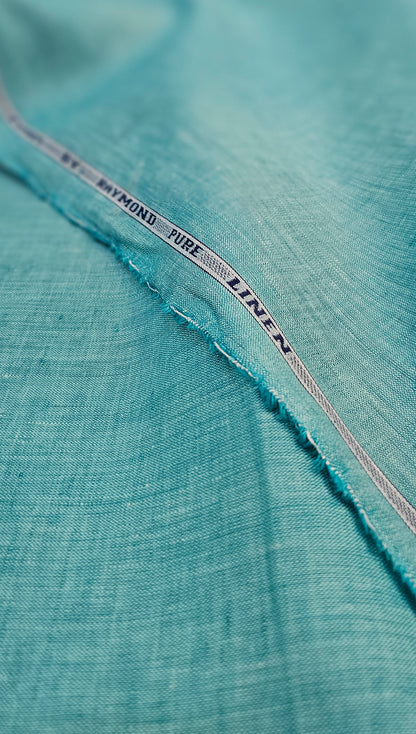 Raymond Cyprus Pure Linen Unstitched Shirting Fabric (Turquoise)