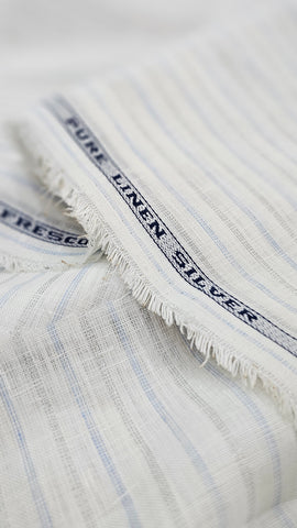 Raymond Fresco Lino Pure Linen Unstitched Shirting Fabric (Stripes with Silver Thread)