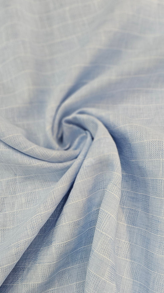 Raymond Fresco Lino Pure Linen Unstitched Shirting Fabric (Light Sky Checkered)