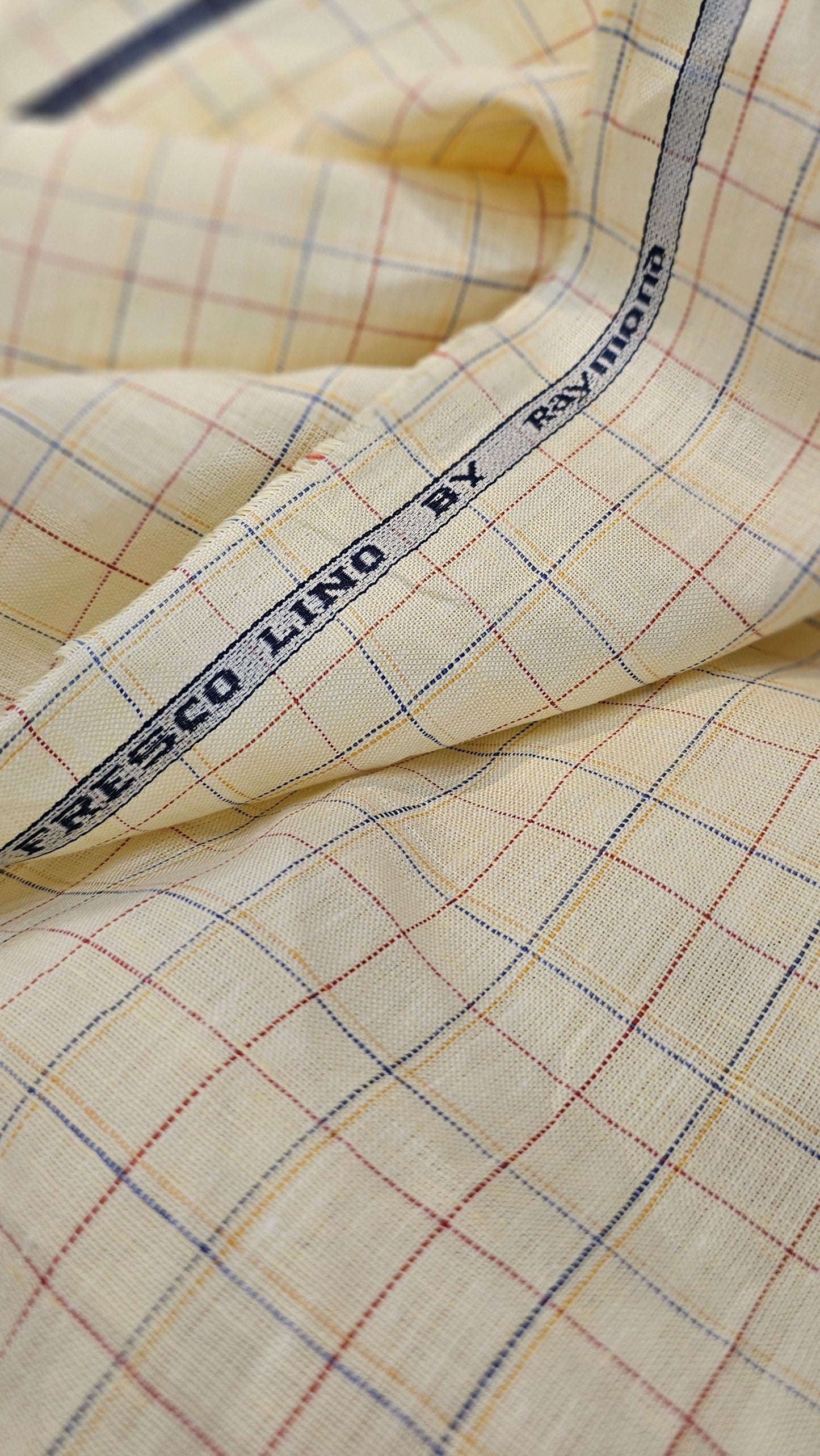 Raymond Fresco Lino Pure Linen Unstitched Shirting Fabric (Yellow Checkered)