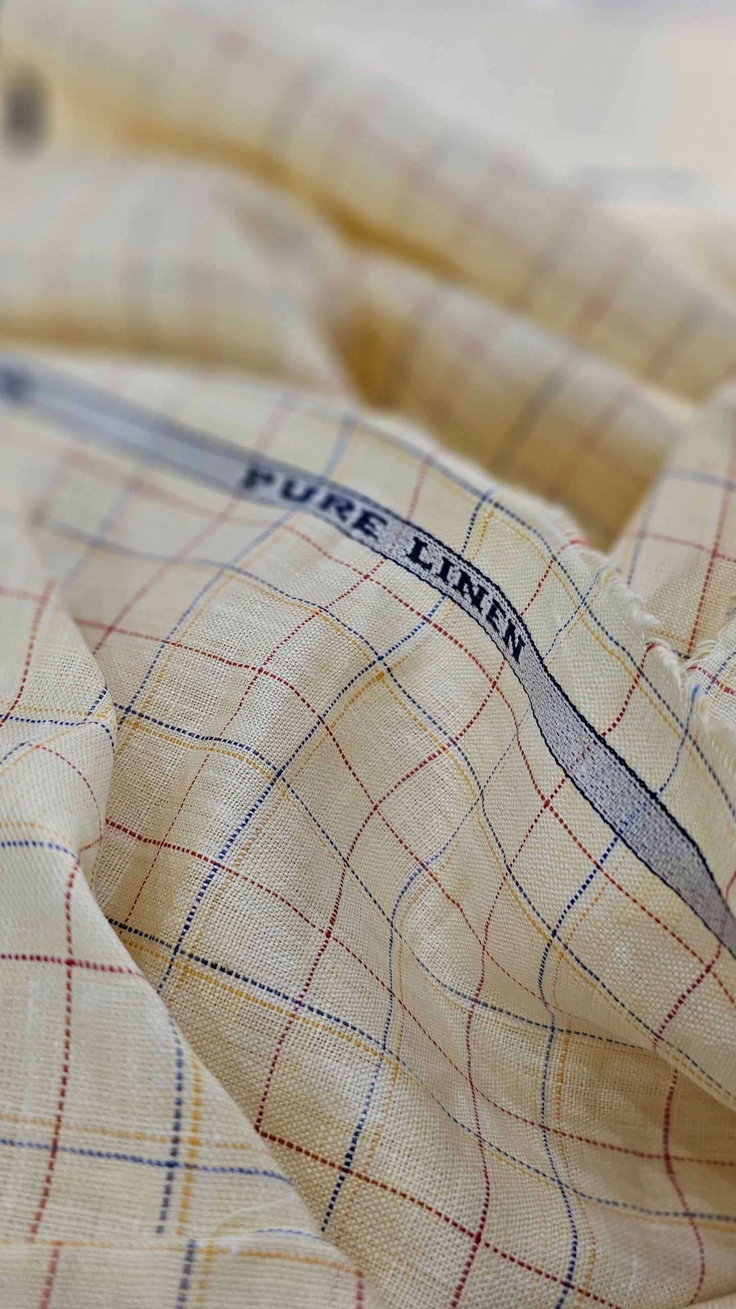 Raymond Fresco Lino Pure Linen Unstitched Shirting Fabric (Yellow Checkered)