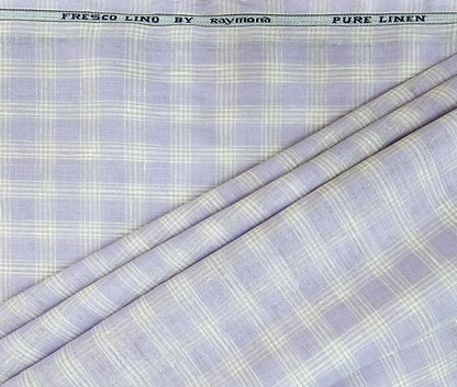 Raymond Fresco Lino Pure 80 Lea Linen Unstitched Shirting Fabric (Light Purple Checkered)