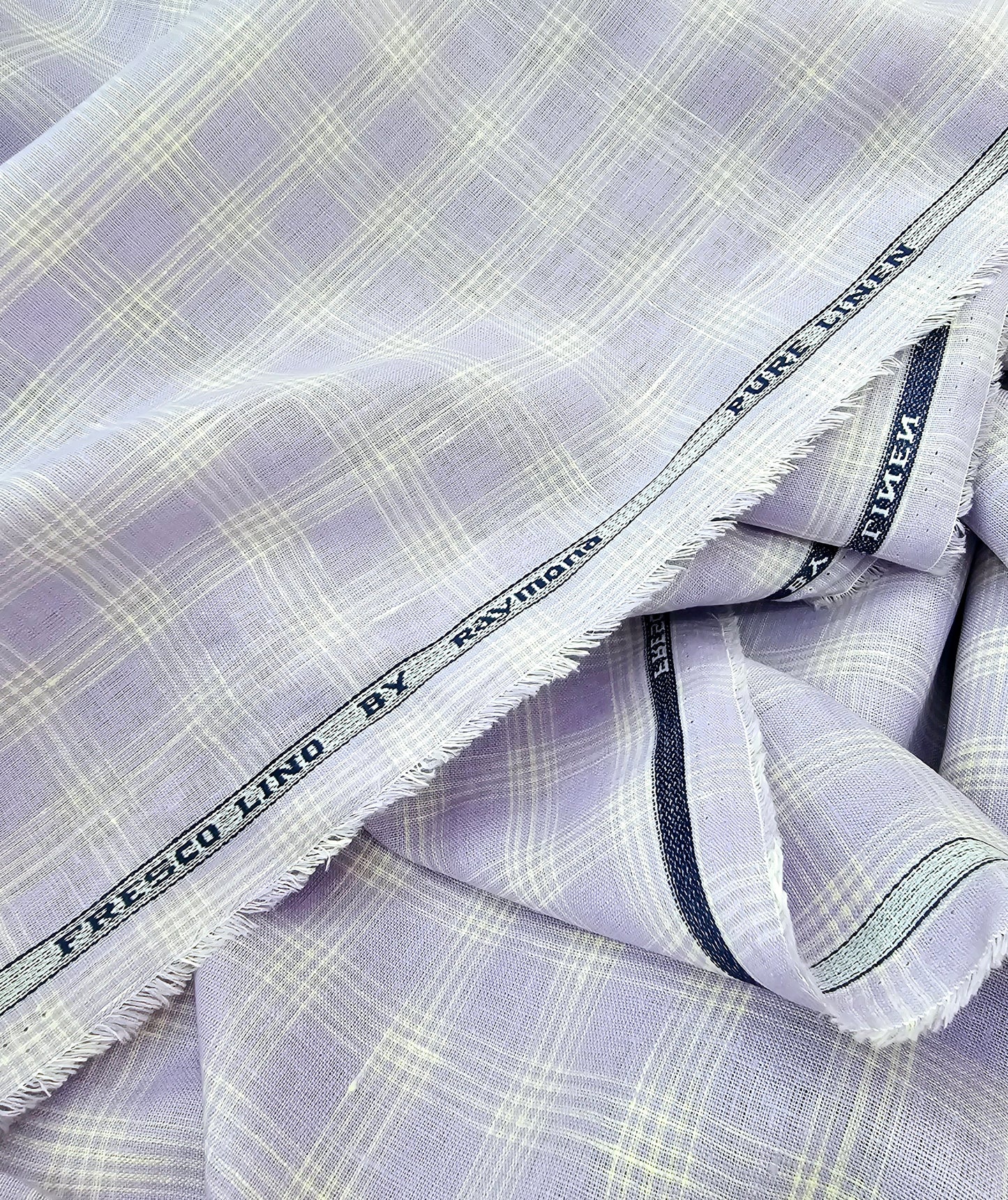 Raymond Fresco Lino Pure 80 Lea Linen Unstitched Shirting Fabric (Light Purple Checkered)