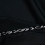 Ferrara Unstitched Super 140s Pure Merino Wool Suiting Fabric (Black)