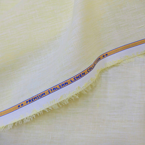 Vaibhav's Creations Premium Italian Cotton-Linen Unstitched Shirting Fabric (Light Yellow)