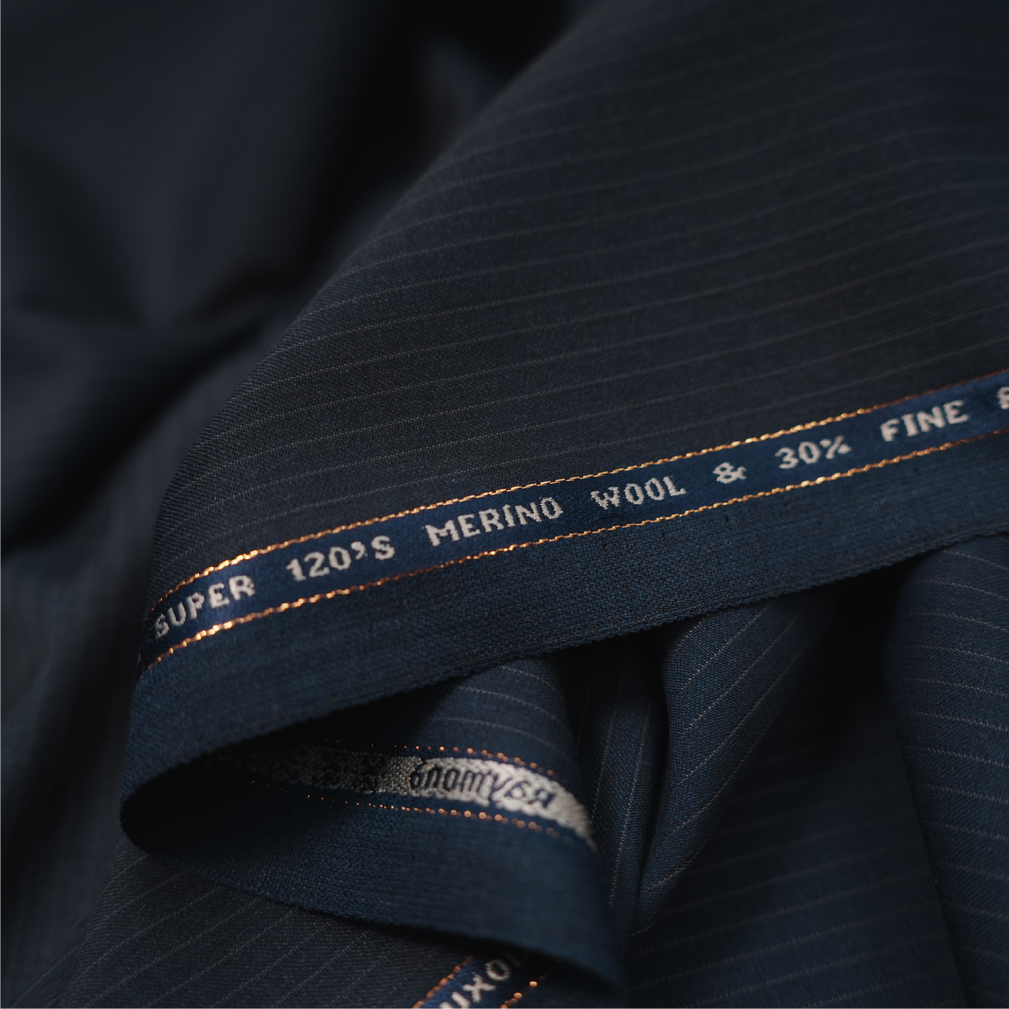 Raymond Luxolite Merino Wool 120 Unstitched Suiting Fabric (Dark Navy with Pinstripes)