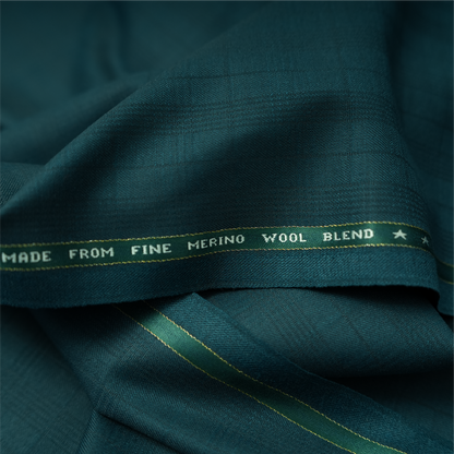 Raymond Spanax Merino Wool Blend Stretch Unstitched Suiting Fabric (Dark Teal Green)