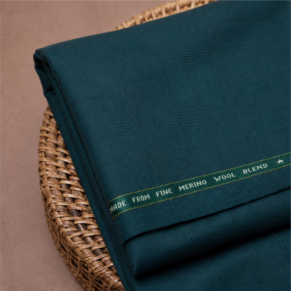 Raymond Spanax Merino Wool Blend Stretch Unstitched Suiting Fabric (Dark Teal Green)