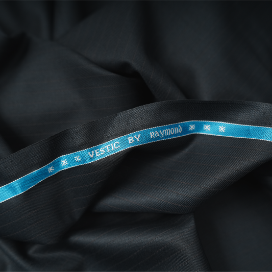 Raymond Vestic 65% Polyester 35% Viscose Unstitched Suiting Fabric (Charcoal Pinstripes)