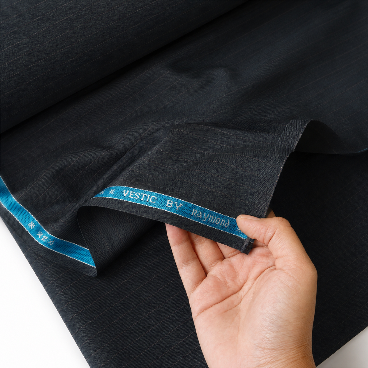 Raymond Vestic 65% Polyester 35% Viscose Unstitched Suiting Fabric (Charcoal Pinstripes)