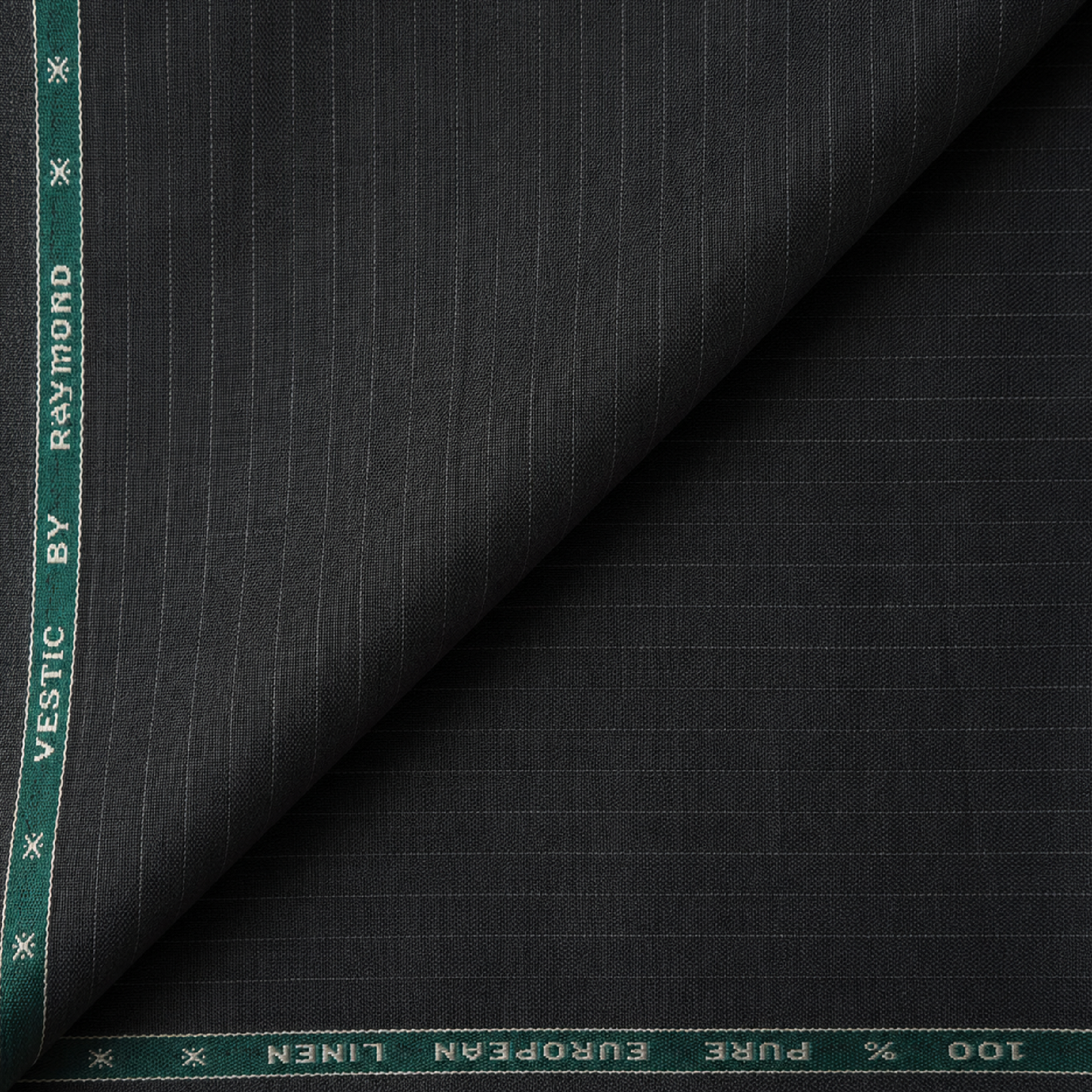 Raymond Vestic 65% Polyester 35% Viscose Unstitched Suiting Fabric (Dark Grey with Pinstripes)