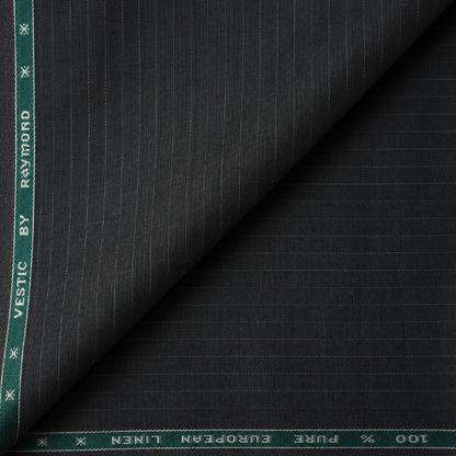 Raymond Vestic 65% Polyester 35% Viscose Unstitched Suiting Fabric (Dark Grey with Pinstripes)