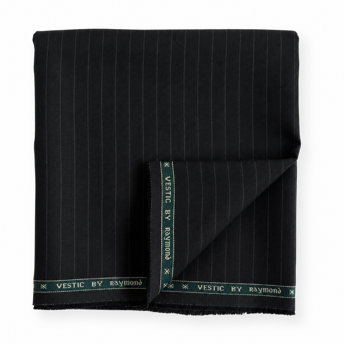 Raymond Vestic 65% Polyester 35% Viscose Unstitched Suiting Fabric (Black Pinstripes)