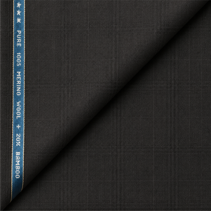 Raymond Exotic Merino Wool 100 Unstitched Suiting Fabric (Black Self Checks)