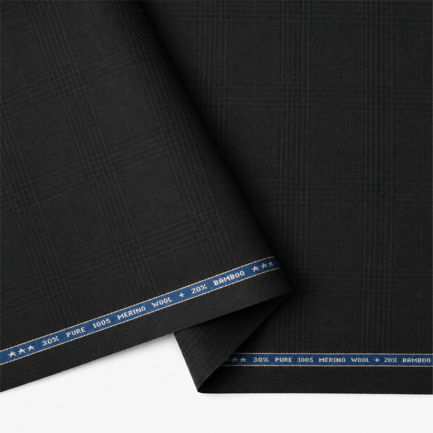 Raymond Exotic Merino Wool 100 Unstitched Suiting Fabric (Black Self Checks)