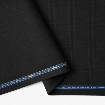 Raymond Exotic Merino Wool 100 Unstitched Suiting Fabric (Black Self Checks)