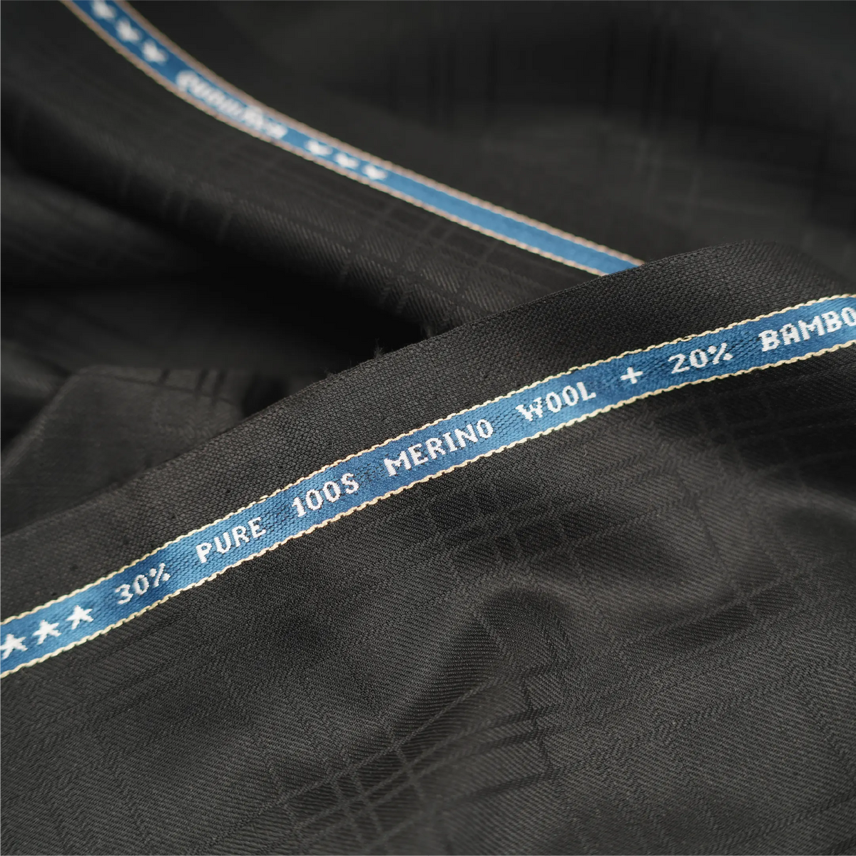 Raymond Exotic Merino Wool 100 Unstitched Suiting Fabric (Black Self Checks)