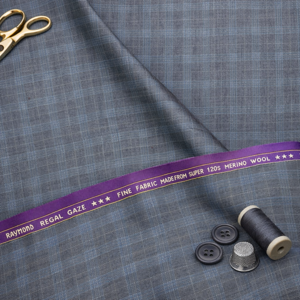 Raymond Regal Gaze Unstitched 120s Merino Wool Suiting Fabric (Dark Grey)