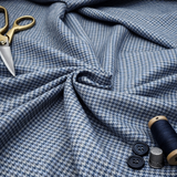 Geofferey Hammonds Houndstooth Check Unstitched 100% Pure Wool Tweed Fabric (Blue)